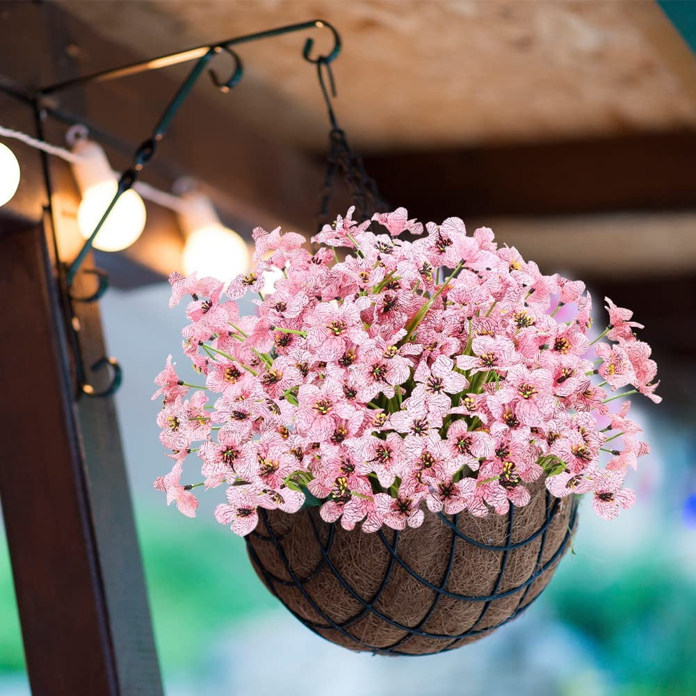 20 Bundles Outdoor Artificial Flowers UV Resistant No Fade Fake Violet Flowers for Indoor Outside Hanging Plants Garden Patio Porch Window Box Home Wedding Farmhouse Decor (Blue)