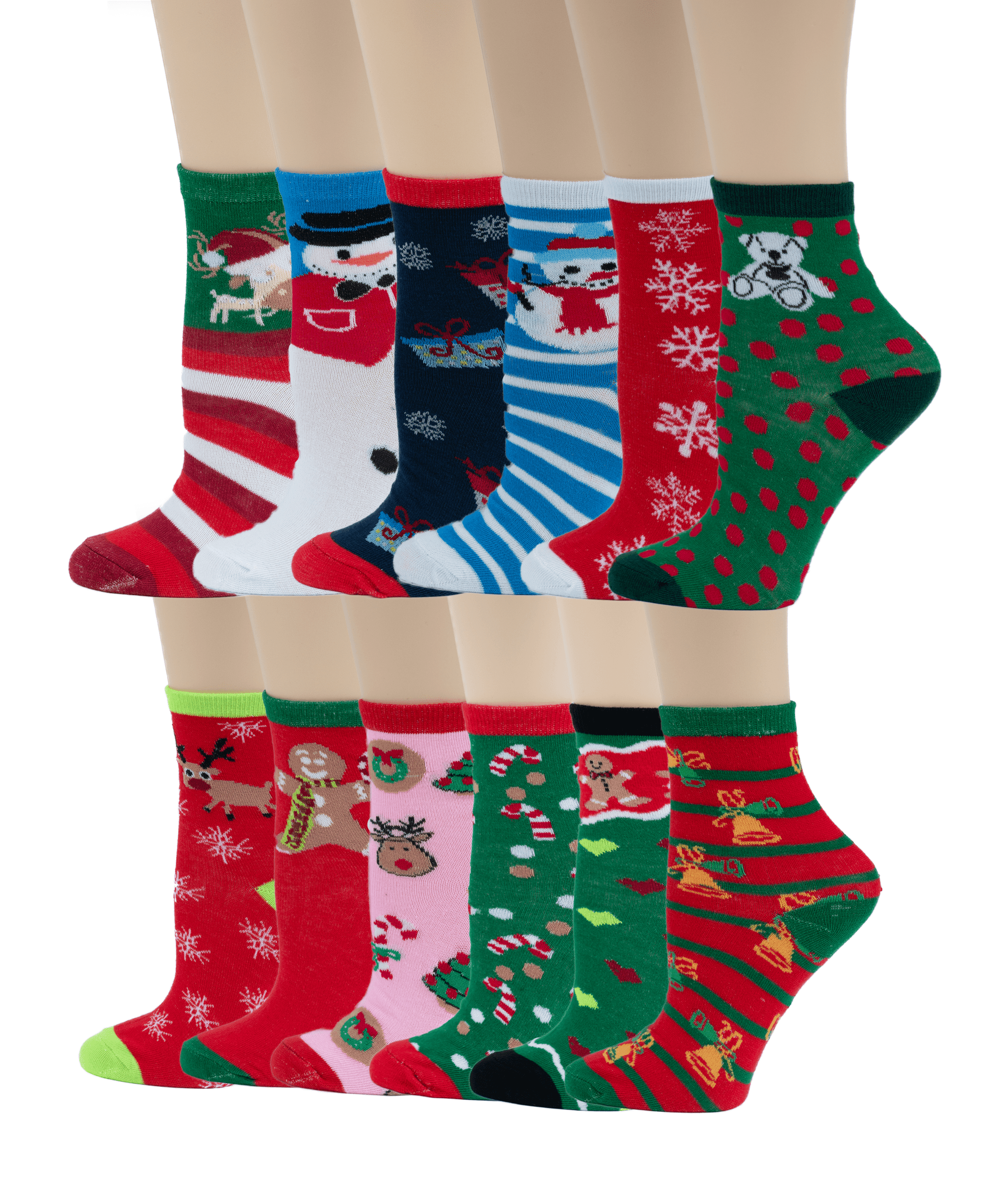 12 pairs Kids Girls Boys X-mas Christmas Holidays Novelty Crew Socks ...