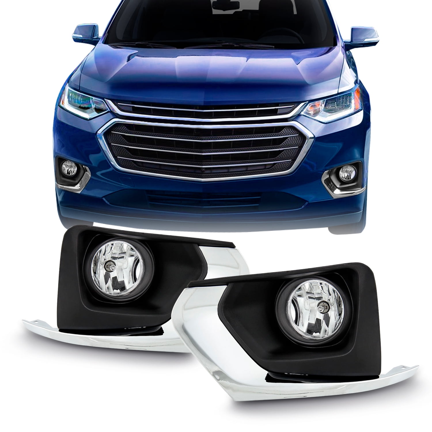 For 2018 2019 2020 Chevy Traverse Bumper Fog Lights +Bezel+Harness