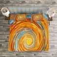 thumbnail image 3 of Ambesonne Fractal Quilted Bedspread Set 3 Pcs, Colorful Hippie Style, Queen Size, Orange Blue, 3 of 3