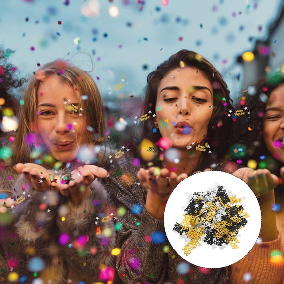 LOLIPPYY Birthday Party Confetti Black Plastic Table Scatter for Balloon and Table Decor