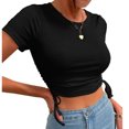 thumbnail image 1 of Camiseta De Manga Corta Para Mujer, Camiseta Corta Delgada Para Mujer, Cuello Redondo Simple De Poliéster Suave Para Salientes Fugacal Ocean Broad Surfboard Fins, 1 of 6