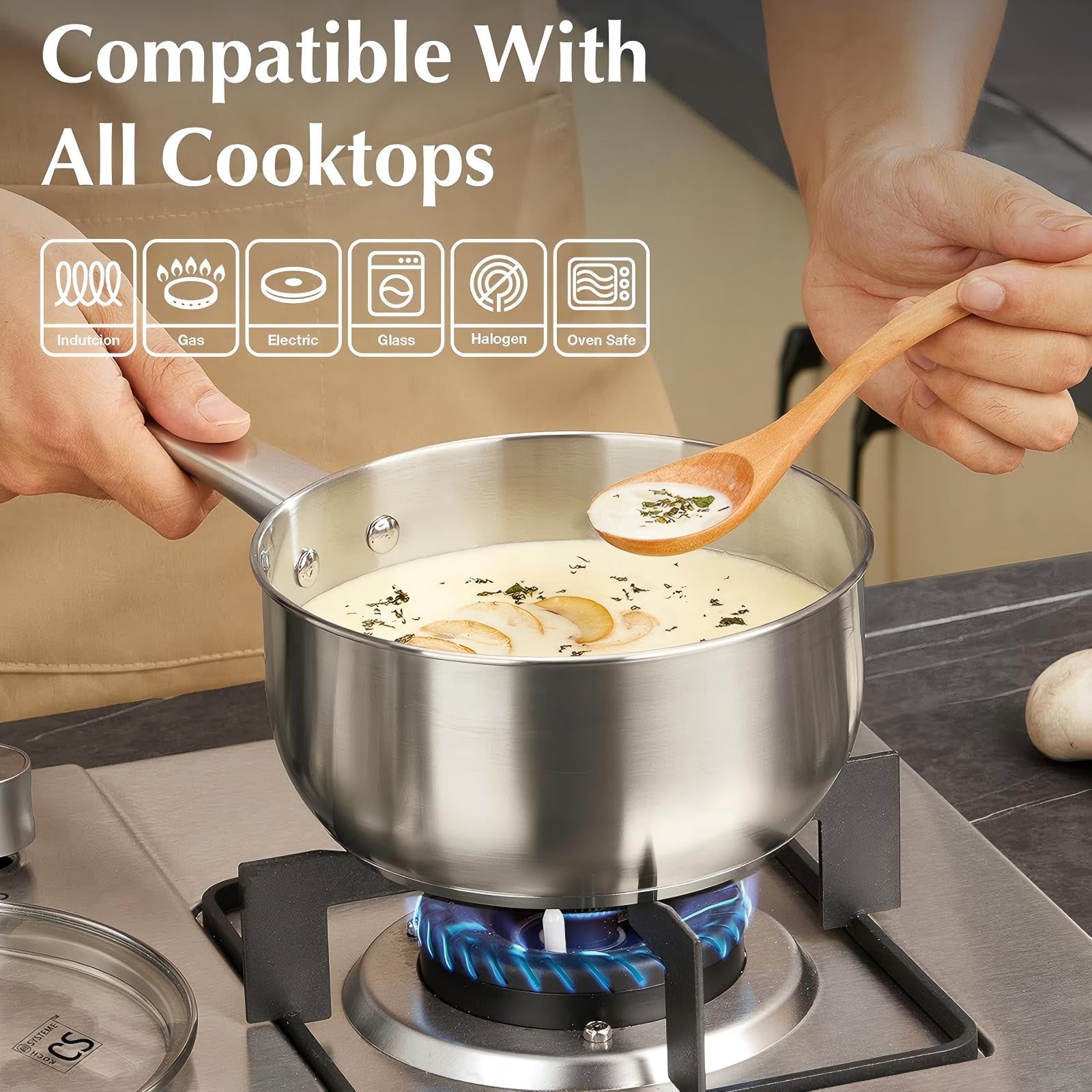 Koch Systeme CS Stainless Steel Cookware Set 10 Piece, 18/10 Stainless Steel Pots and Pans Set for Professional Cooking, Induction Compatible, Dishwasher and Oven Safe
