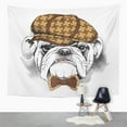 thumbnail image 2 of UFAEZU Dog Portrait Bulldog In Brown Cap And Tie Tweed French Cool Hand Sketch English Wall Art Hanging Tapestry Home Decor for Living Room Bedroom Dorm 60x80 inch, 2 of 2