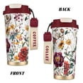 thumbnail image 2 of Stainless Steel Coffee Cup 7.7×2.6×3.5in Tapered Design Nylon Woven Wrist Strap Portable Durable Cup Bottom With Non-Slip Sticker Flowers, 2 of 8