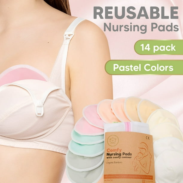 KeaBabies Organic Bamboo Nursing Breast Pads - 14 Washable Pads +