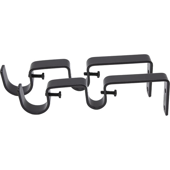 MERIVILLE Double Curtain Rod Bracket - Designed for 1" Frond Rod and 5/8" Back Rod Double Drapery Rod, Oil-Rubbed Bronze, Set of 2
