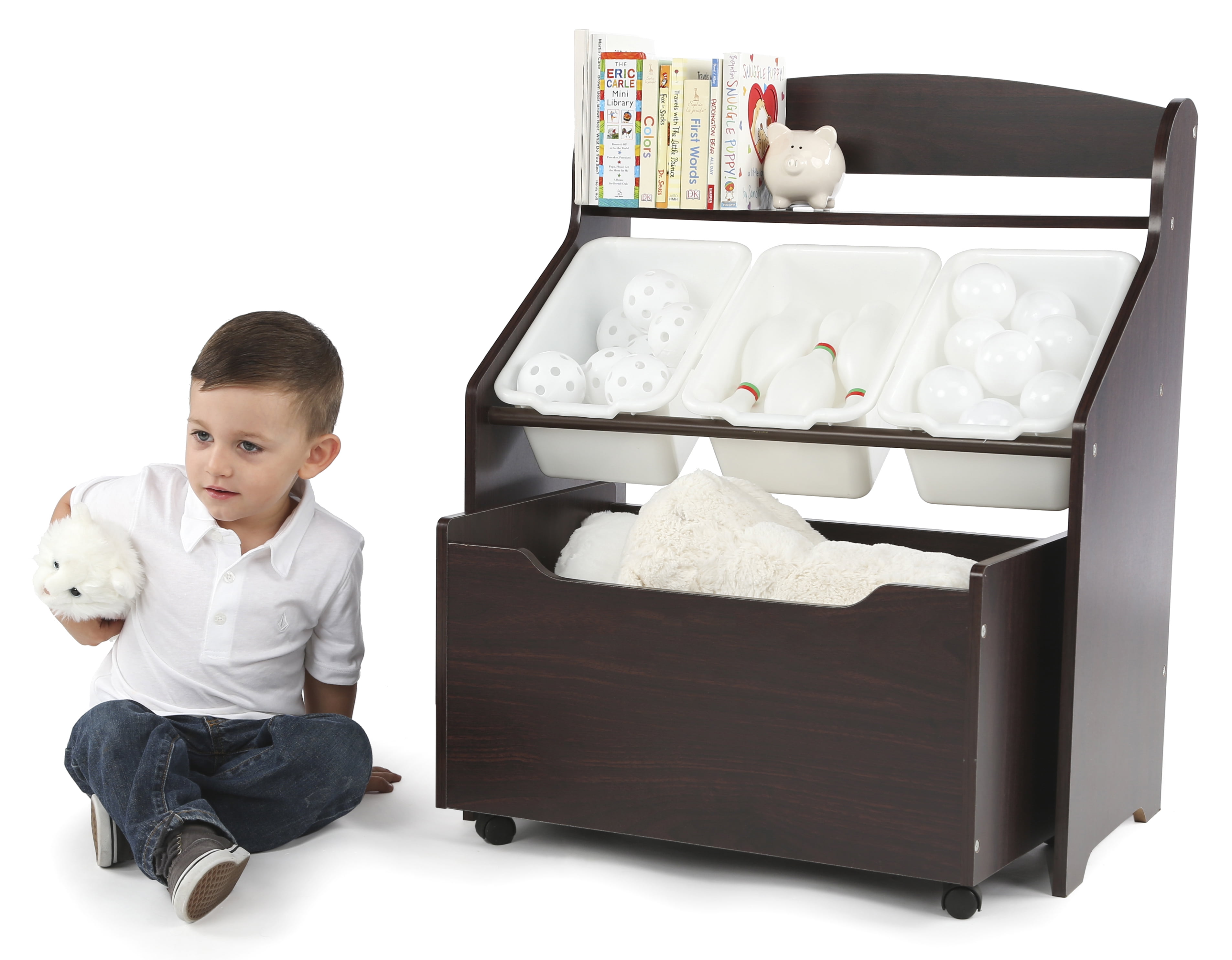Humble Crew 3-Tier Toddler Storage Unit with Rollout Toy Box