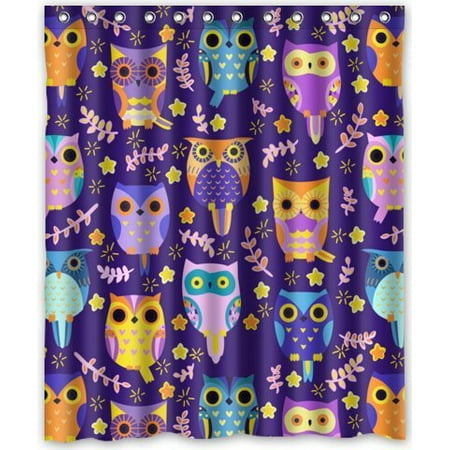 Owl Bathroom Accessories GreenDecor Owls Waterproof Shower Curtain Set with Hooks Bathroom Accessories Size 60x72 inches ()