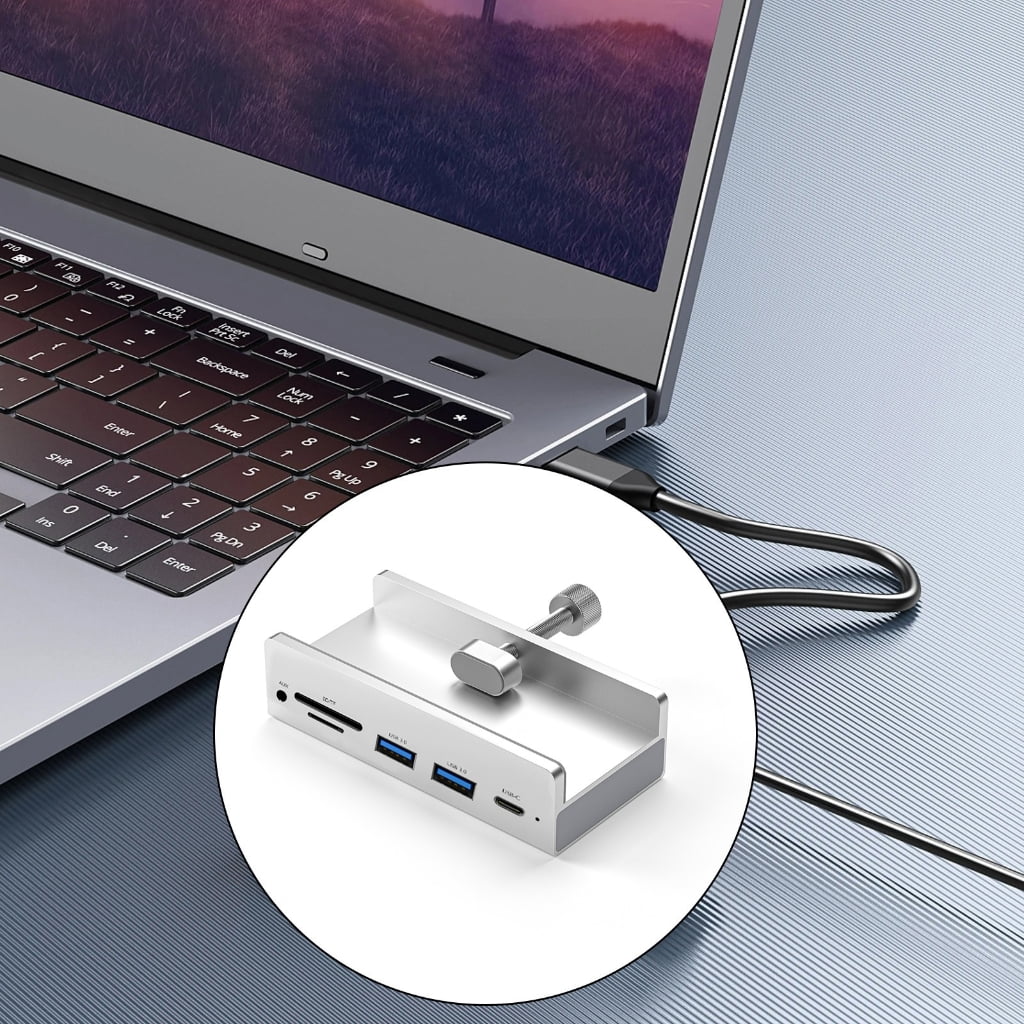 6 in 1 USB3.0 Adapter USB Clip On Docking Station USB3.0 Adapter Multiport Splitter 5Gbps High Speed Adapter For PC Laptop