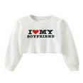 thumbnail image 1 of Women‘s Cropped Sweatshirts Letter Heart Print Crew Neck Pullovers, 1 of 7