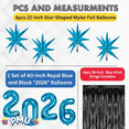 thumbnail image 3 of PMU 12 Pc Set Graduation Decorations | Number Balloons 2026 Royal Blue with Black Curtain Backdrop and Star Mylar | 2026 Graduation Party Decorations | Party Supplies, 3 of 6