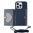 thumbnail image 1 of For Iphone 14 Pro Crossbody Lanyard Wallet Card Bag Phone Case(Dark Blue),iPhone 12, 1 of 5