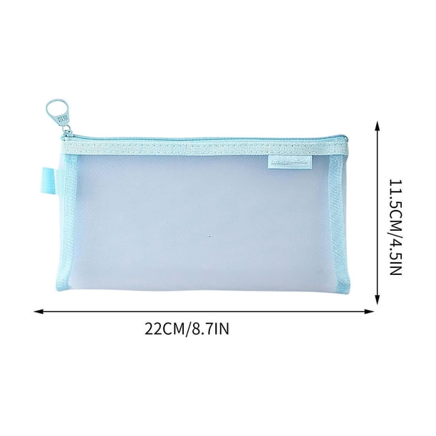 Bolsa de Malla Transparente para Lápices, Bolsa de Almacenamiento con Cremallera de Gran Capacidad, Bolsa de Lápices Portátil Especial para Exámenes de Estudiantes, Bolsa de Papelería