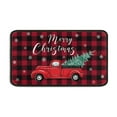 thumbnail image 2 of Christmas Red Truck Kitchen Rugs Set 2 Pieces, Non-Skid Floor Mats, Buffalo Plaid Check Merry Christmas Carpets, Xmas Floor Decor, 17"x47"+17"x30", 2 of 7
