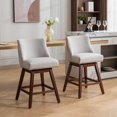 thumbnail image 2 of LEGAHOME Bar Stools Set of 2, 26” Swivel Counter Height Bar Stools with Soft Foam and Steel Spring Core, Modern Bar Stools with Wood Legs for Kitchen Island, Bar, Dining Room, Beige, 2 of 8