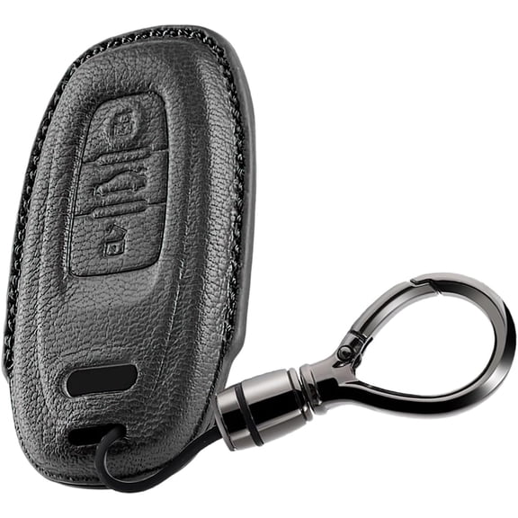 Car Key Fob Cover Fit for Audi R8 Q5 Q7 S3 S4 S5 S6 S7 S8 SQ5 RS5 RS7 A4 A5 A6 A7 A8 Q8 Genuine Leather Key Case Cover Protector with Keychain