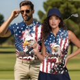 thumbnail image 2 of Jeiento His and Hers Matching Outfits Womens Sleeveless Golf Shirts 250 Years Eagle Golf Shirt for Men USA Flag Moisture Wicking Golf Tops for Tennis Athletic Workout Running, Men's L, 2 of 6