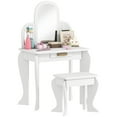 thumbnail image 1 of Qaba Dressing Table Set with Drawer and Chair for 3-6 Years Old, White, 1 of 8