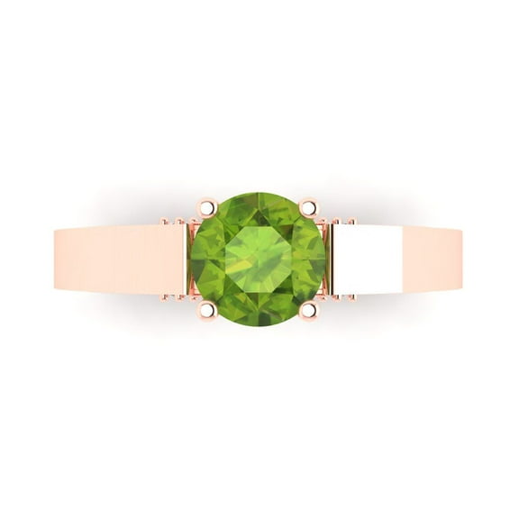 Solitaire with Accents Engagement Ring for Women - 1.06ct Natural Peridot in 18K Rose Gold Promise Ring