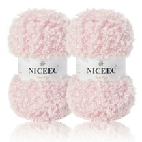 NICEEC 2 Skeins Teddy Fur Yarn Super Soft Yarn Chunky Fluffy Faux Fur Yarn Fuzzy Yarn Eyelash Yarn for Crochet Knit -Total Length 2×50m(2×55yds,3.53oz×2)-Light Pink