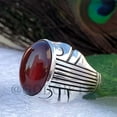 thumbnail image 3 of Hessonite Garnet Ring: Turkish Handmade 925 Sterling Silver Cabochon Men's Ring, 3 of 10