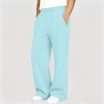 thumbnail image 2 of Lutiedan Sweatpants for Girls Wide Leg Athletic Workout Running Pants High Waisted Jogger Pants with Pockets,Blue,12-13 Years, 2 of 7