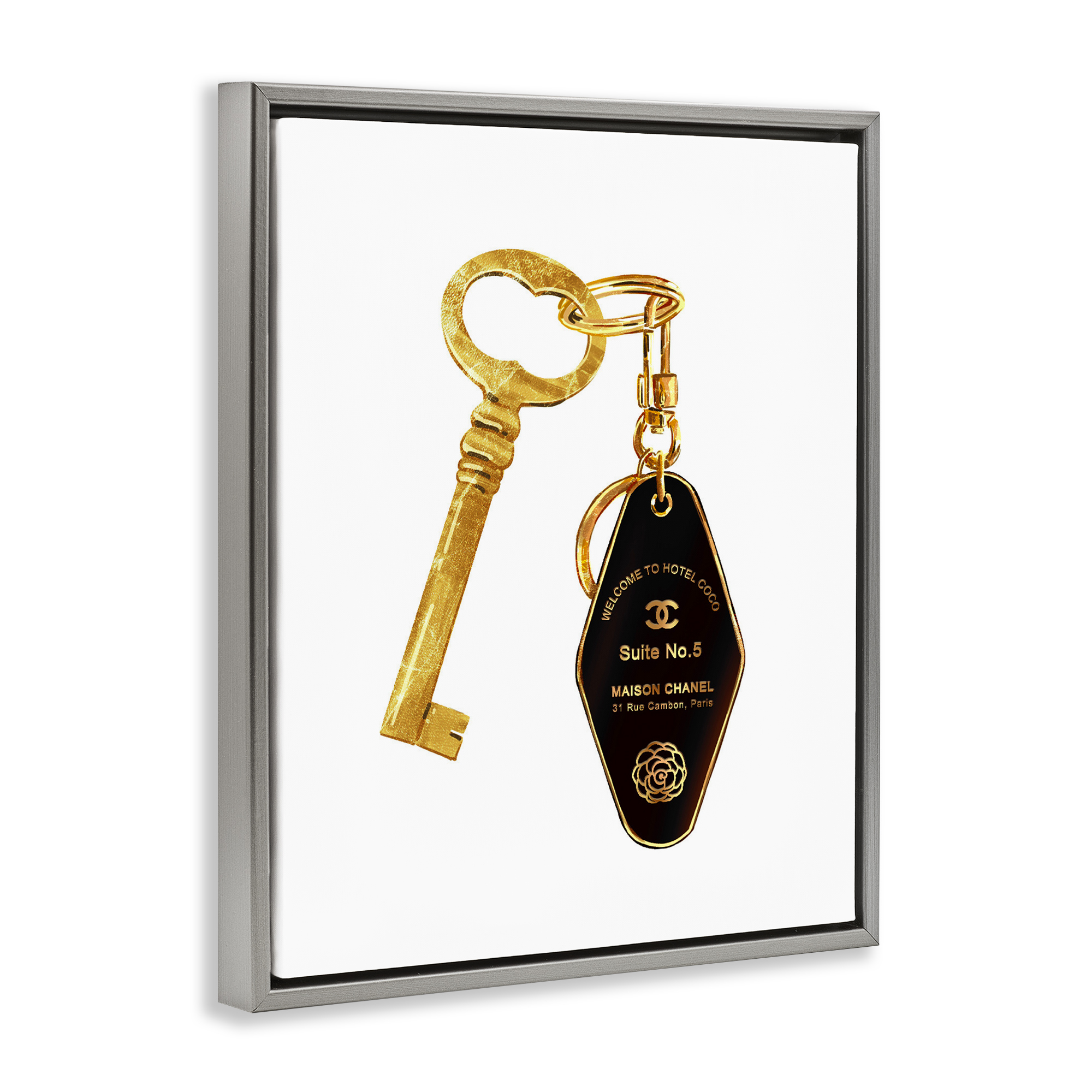 Luxury Fashion Key Gray Framed Floater Canvas Wall Art, design by Ziwei Li