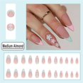 thumbnail image 2 of Press on Nails Medium Almond Matte French Acrylic Fake Press Ons Nails with Cute Flower Design Glue on Full Cover Artificial False Stick on Nail for Girls Women Daily Wear 24PCS Matte French with Cut, 2 of 4