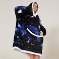 thumbnail image 4 of Wearable Blanket Hoodie, Soft Large Pockets Machine Wash Flannel Blanket Hoodie Cute Pattern Print  For Sleeping For Adult ANGGREK Tamaño promedio del universo para adultos, 4 of 6