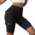thumbnail image 4 of UDAUDU Womens High Waisted Shorts Workout Stretchy 2026 Summer Tummy Control Yoga Pants with Multi Cargo Pockets Butt Lifting Leggings Black XL, 4 of 6