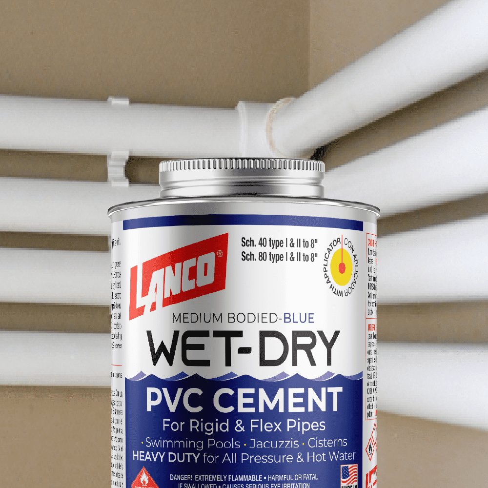Lanco Wet-dry PVC Cement Blue Finish, 8 Ounce