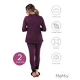 thumbnail image 6 of MeMoi Women's Velvet Racing Stripe Trim Long Sleeve Pajama Set - Womens - Female, Medium, Grape, 6 of 12