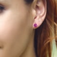 thumbnail image 4 of Gem Stone King 14K White Gold Round 7MM Pink Created Sapphire Martini Stud Earrings for Women | 3.32 Cttw | Fine Jewelry Gifts for Women Mom Wife Her, 4 of 4