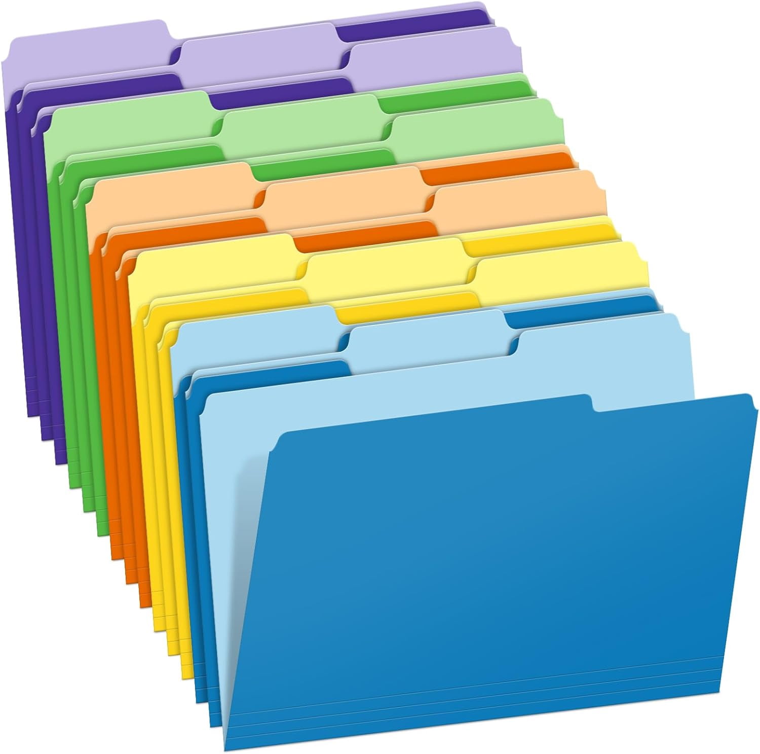 36 Pack Two-Tone Color File Folders, Bulk1/3-Cut Tabs Letter Size Files Folders with 6 Assorted Colors, Ideal School Office Supplies