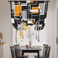 thumbnail image 3 of Burnt Orange Black Geometric Balloon Curtains for Bedroom/Front Door/Bathroom, Modern Color Block Abstract Tie Up Curtains 63 Inch Length Light Filtering Kitchen Curtains Shades for Windows 46"x63", 3 of 8