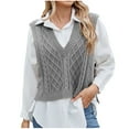 thumbnail image 2 of Women's Fashion Casual New Style Slim V-Neck Sleeveless Waistcoat Knit Sweater Top for Women Stylish Knit Vest Cardigan Sleeveless Sweater Top, 2 of 7