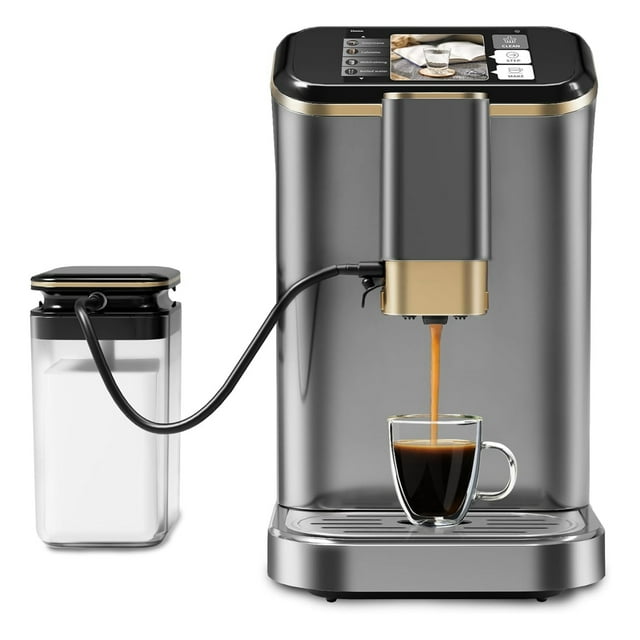 Aoile 1350W Fully Automatic Espresso Coffee Machine with Built-In Grinder and Milk Frother, 20 Bar Pump