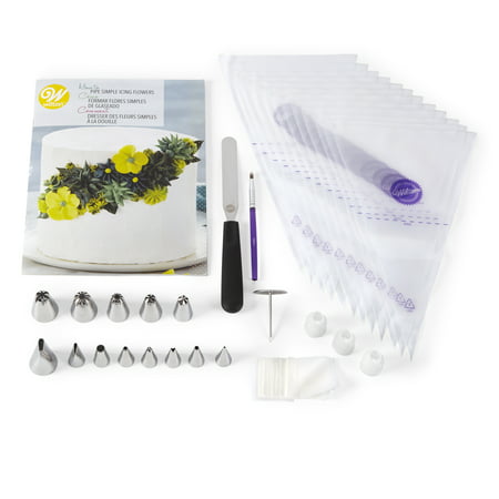 Wilton How to Pipe Simple Icing Flowers Kit -68-Piece Cake Decorating Kit with Recipe and Tutorial (Best Decorating Icing Recipe For Cakes)