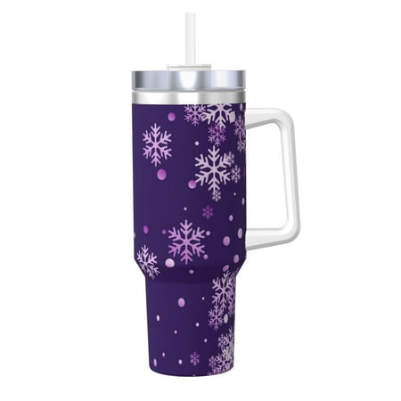 

Matuu Crystal Purple Snowflake for 40OZ Ice Cup with Handle Durable Thermal Cups Keep Drinks Cold and Hot Insulated Car Mug with Lid