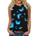 thumbnail image 1 of Snorda Débardeurs pour Femmes Grande Taille Mode Féminine Décontractée Été Imprimé Sans Manches Col Rond Haut Blouse Débardeur P-5TG, 1 of 5