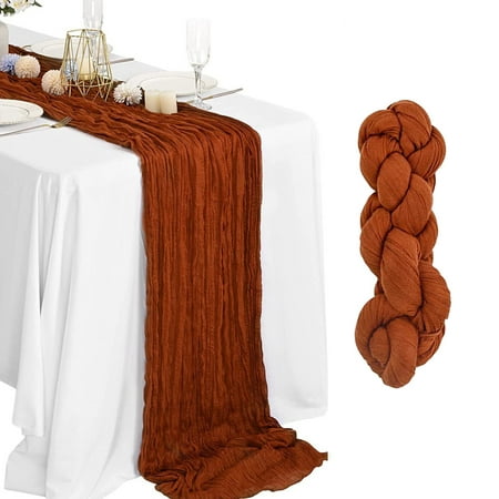

HongHeng Clearance Under $2.00 Cheesecloth Table Runner Boho Gauze Cheese Cloth Table Runner 35x157 Inch Long Romantic Sheer Table Runner for Wedding Bridal Baby Shower Birthday Party