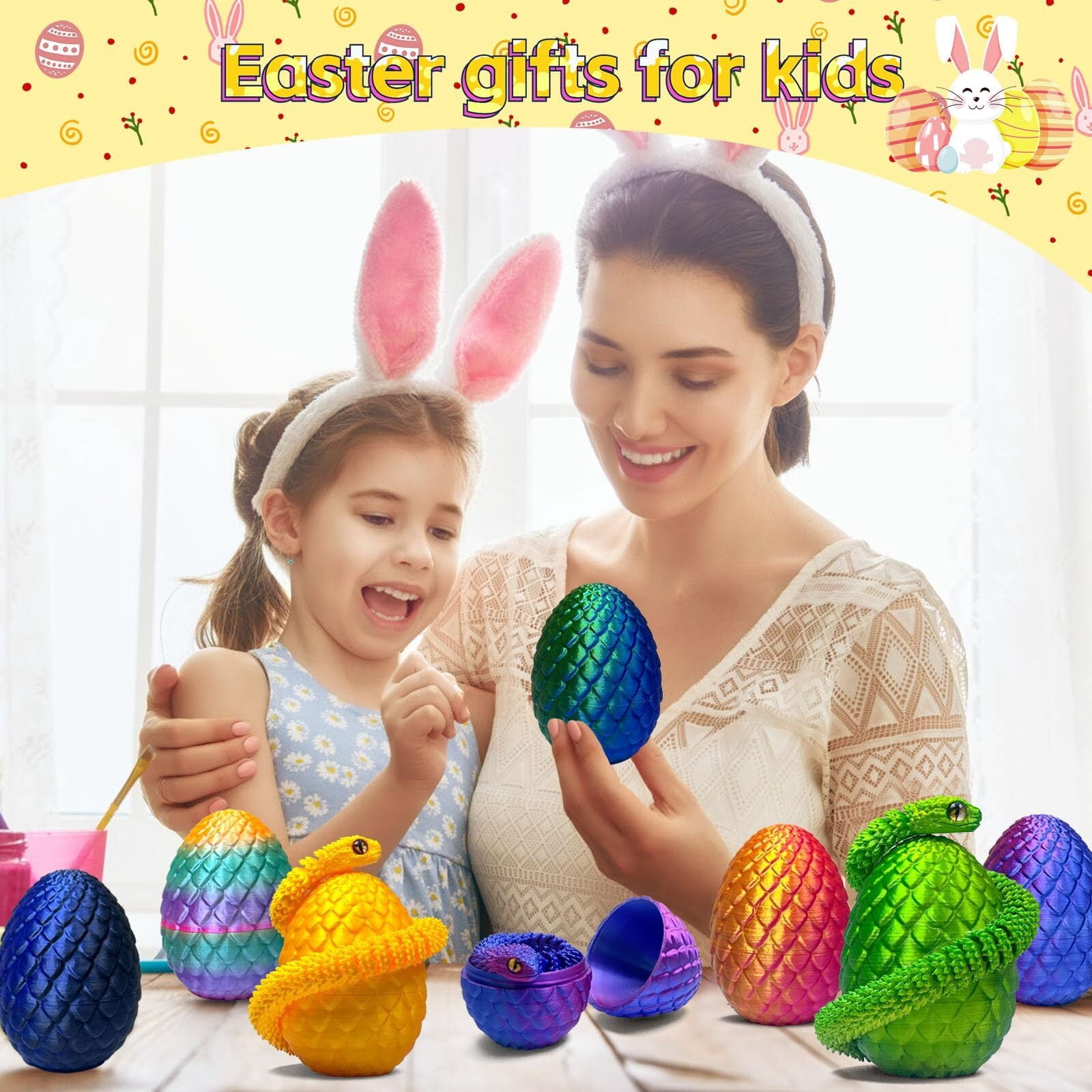 5 Pieces 3D Printed Snake Egg Set Movable Snake Easter Egg Easter Gift Mystery Snake Egg Fidget