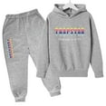 thumbnail image 1 of Trapstar Ensembles de Chandails à Capuchon pour Enfants Manches Longues Chandails Graphiques pour Garçons Filles Chandails Amples de Rue Trapstar Chandails + Pantalons de Survêtement Ensemble de 2 Chandails Classiques (Gris Clair, 120), 1 of 4