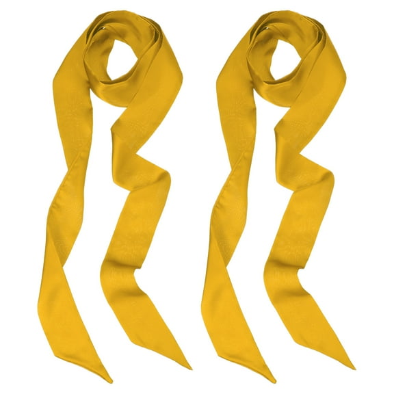 Uxcell Stylish Ribbon Scarf Solid Color Skinny Scarf Pure Long Neckerchief Silk Scarves Belts for Women Earthy Yellow 2Pcs