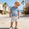 thumbnail image 5 of JIAYUE Boys Two Piece Outfit Sets Round Neck Tractor Print Short Sleeve Tee And Solid Color Shorts Summer Breathable Drawstring Pocket Trendy Clothing Set, 5 of 5