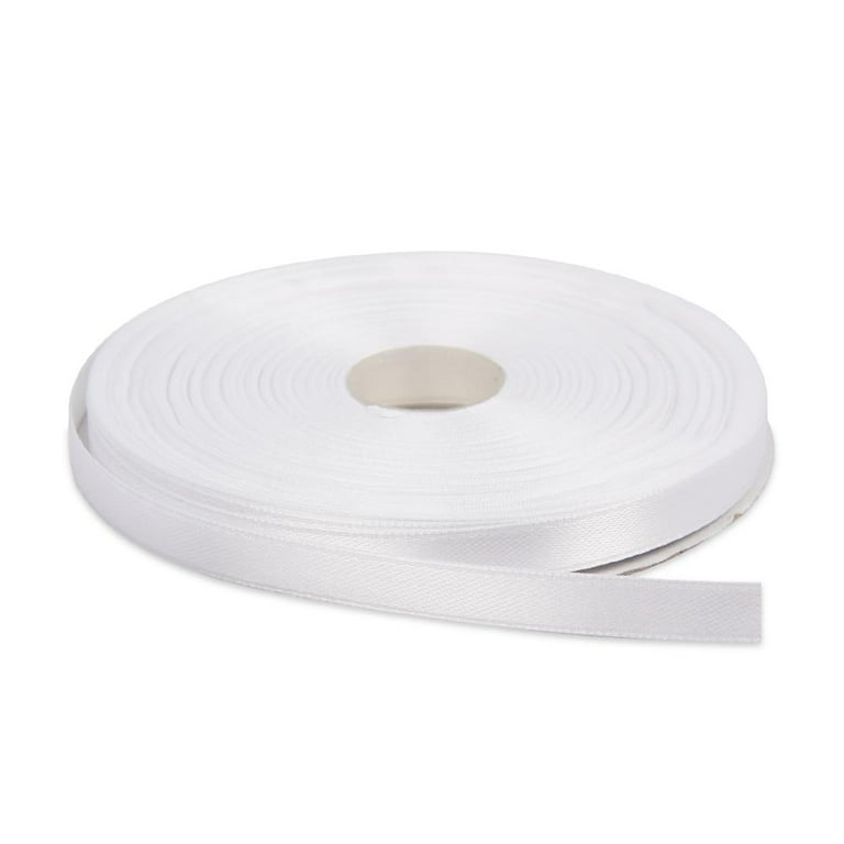 Topenca Supplies 1/2 Inches x 50 Yards Double Face Solid Satin Ribbon Roll, White
