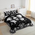 thumbnail image 3 of Homewish Boho Skull Moth Bedding Comforter Set,Vintage Baroque Floral Twin Comforter Sets,Retro Bohemain Theme Bedding Set For Boys Kids,Microfiber Bedroom Decor Reversible,2pcs, 3 of 8