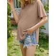 thumbnail image 2 of Weardear 4 Packs Maternity Shirts Crew Neck Batwing Short Sleeve Pregnancy Tunic Tops Split Side Summer T Shirt for Women, 2 of 6