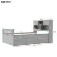 thumbnail image 2 of Harper & Bright Designs Full Size Captains Bed with Storage Drawers, Captain Platform Bed Frame with Storage Bookcases and Shelves, Wood Daybed with Drawers, Gray, 2 of 14